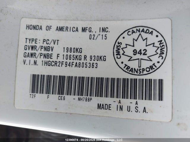 1HGCR2F94FA805363 Honda Accord