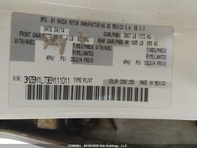 3MZBM1L73EM111011 Mazda pe