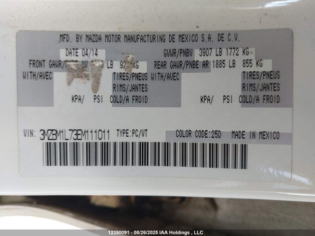 3MZBM1L73EM111011 Mazda pe
