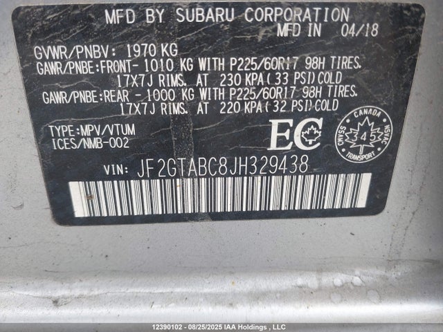 JF2GTABC8JH329438 Subaru naturally aspirated