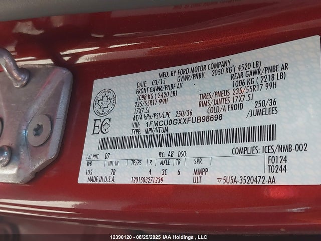1FMCU0GXXFUB98698 Ford Escape