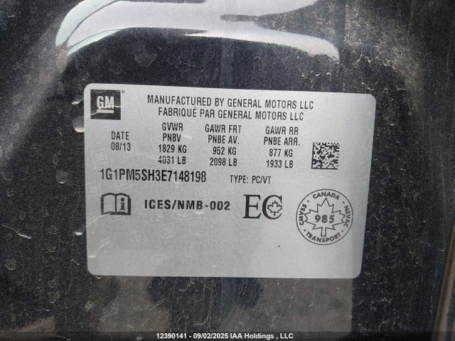 Chevrolet luw 2014 1G1PM5SH3E7148198 Image 9