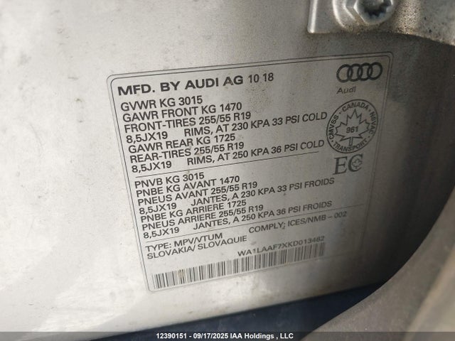 WA1LAAF7XKD013462 Audi 3.0t