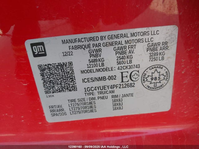 1GC4YUEY4PF212682 Chevrolet l5p