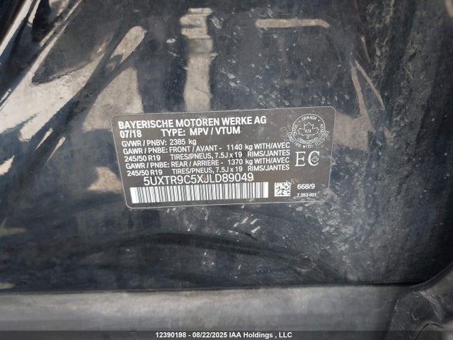 5UXTR9C5XJLD89049 BMW X3