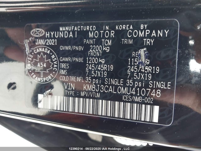 KM8J3CAL0MU410748 Hyundai gdi theta ii