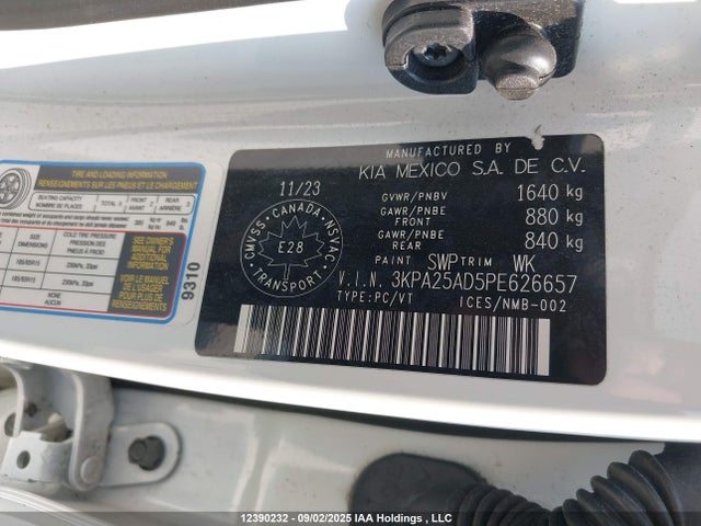 3KPA25AD5PE626657 KIA mpi gamma ii