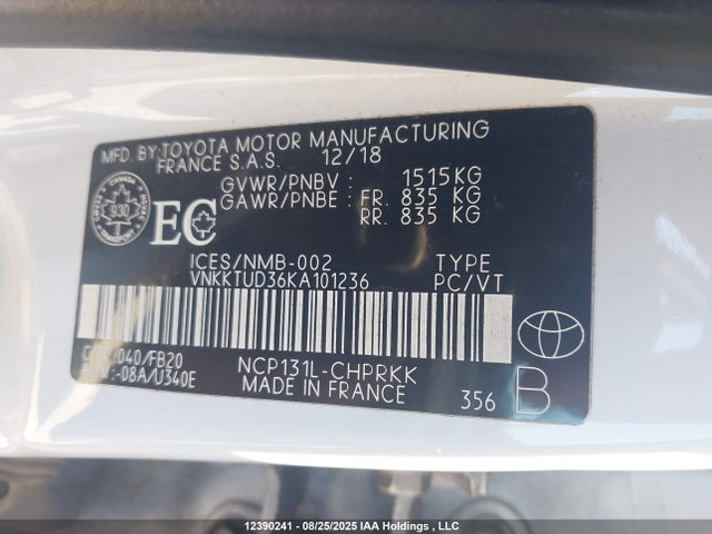 VNKKTUD36KA101236 Toyota 1nz-fe