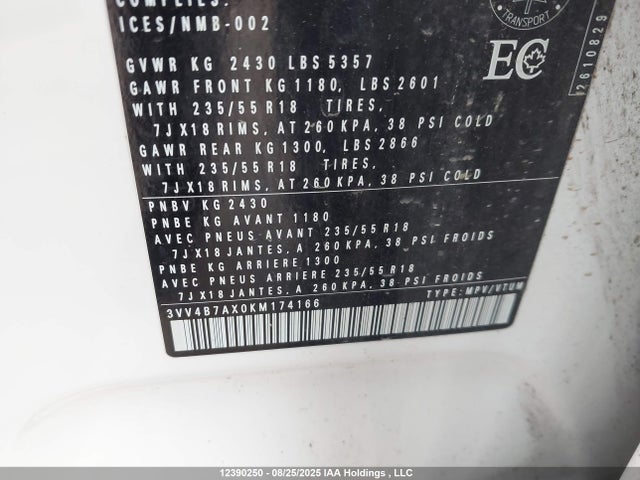 3VV4B7AX0KM174166 Volkswagen Tiguan