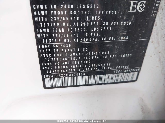 3VV4B7AX0KM174166 Volkswagen Tiguan