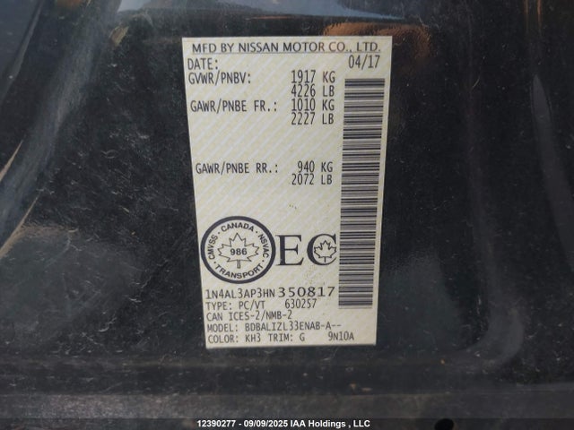 1N4AL3AP3HN350817 Nissan Altima