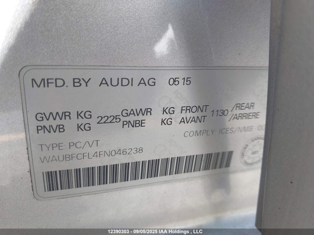 WAUBFCFL4FN046238 Audi flex fuel capable engine