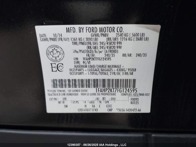 1FAHP2KT7FG124595 Ford Taurus