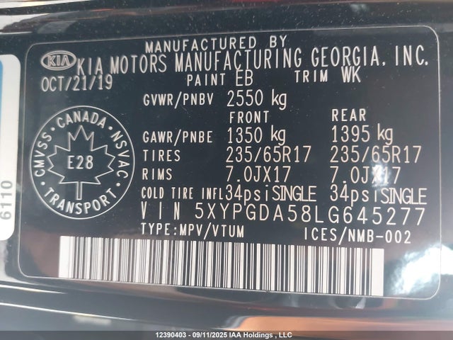 5XYPGDA58LG645277 KIA gdi lambda-ii