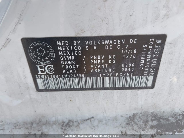 3VWE57BU1KM124856 Volkswagen 1.8 tsi