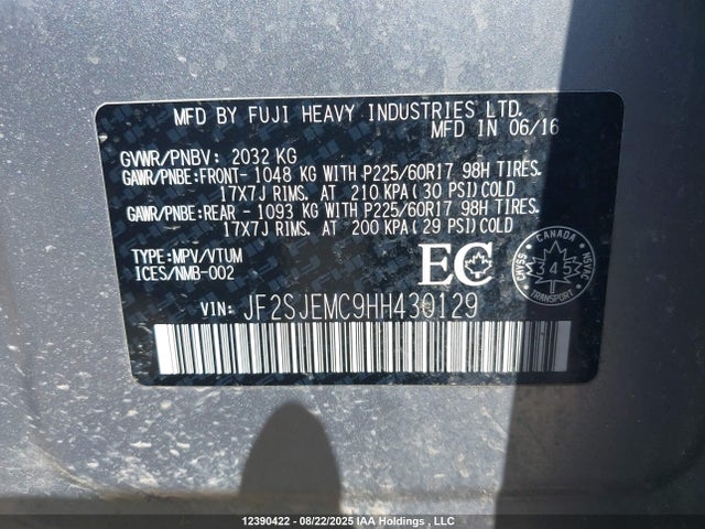 Subaru Forester 2.5i 2017 JF2SJEMC9HH430129 Image 9