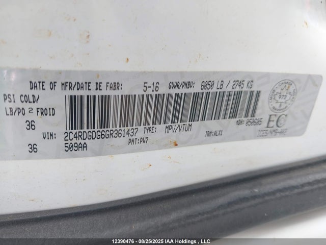 2C4RDGDG6GR361437 Dodge Grand Caravan