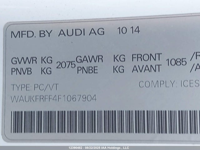 WAUKFRFF4F1067904 Audi 2015