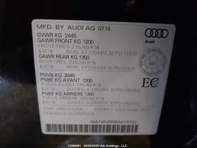 WA1VFCFP0FA019722 Audi Tdi