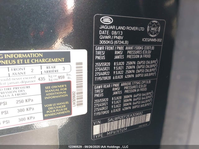 Land Rover RANGE ROVER SPORT 2014 SALWR2EF2EA309682 Image 9