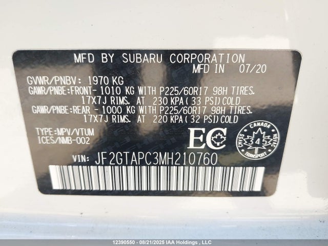 Subaru na 2021 JF2GTAPC3MH210760 Image 9