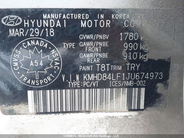 KMHD84LF1JU674973 Hyundai mpi nu