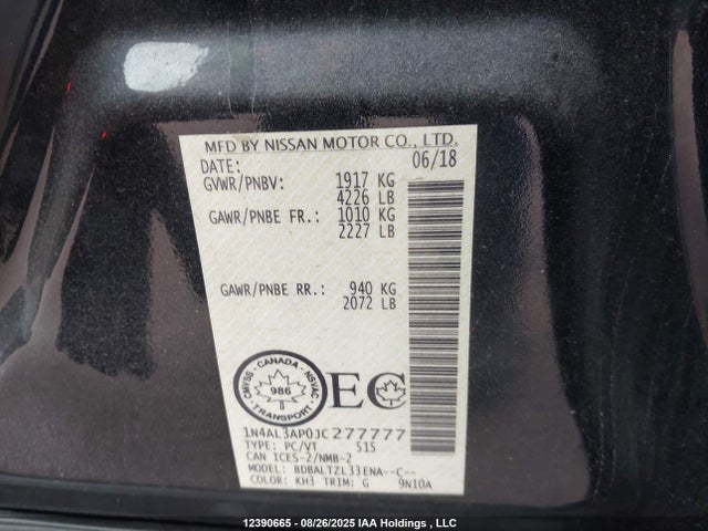 1N4AL3AP0JC277777 Nissan Altima
