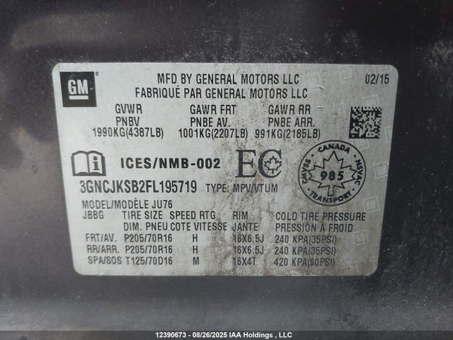 3GNCJKSB2FL195719 Chevrolet LUV