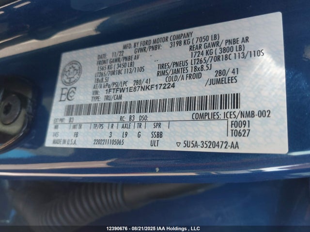 1FTFW1E87NKF17224 Ford gtdi