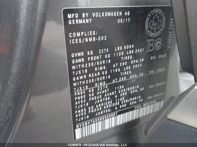 WVGMV7AX9HK040001 Volkswagen Tiguan