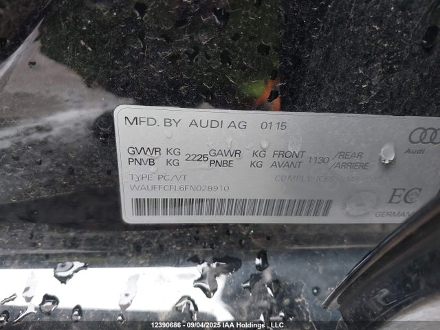 WAUFFCFL6FN028910 Audi flex fuel capable engine
