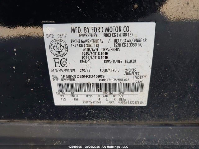 Ford 3.5l ti-vct 2017 1FM5K8D85HGD45909 Image 18