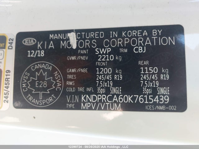 KNDPRCA60K7615439 KIA t-gdi theta ii