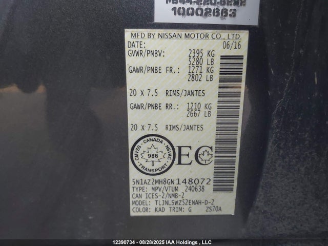 5N1AZ2MH8GN148072 Nissan Murano