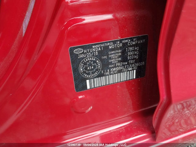 KMHD84LF1JU636028 Hyundai mpi nu