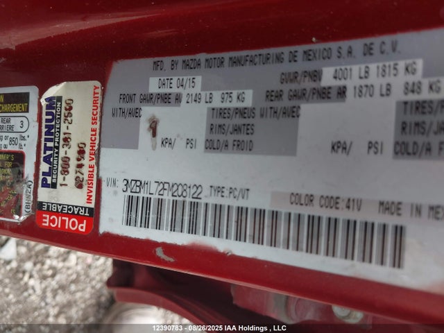 3MZBM1L72FM208122 Mazda pe