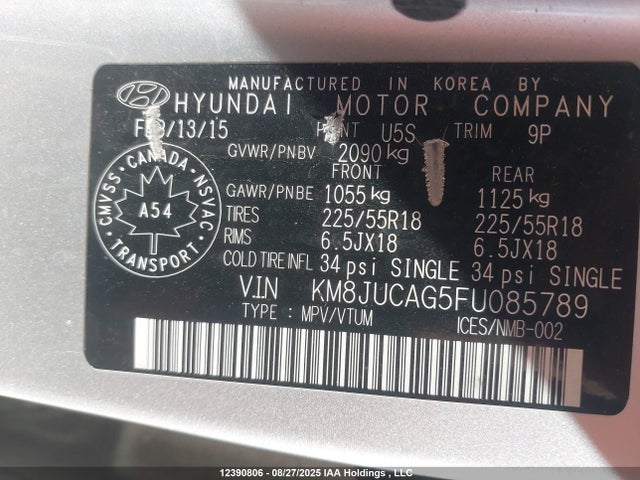 KM8JUCAG5FU085789 Hyundai dohc gdi theta ii