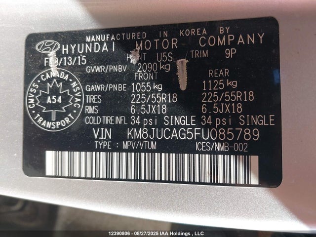 KM8JUCAG5FU085789 Hyundai dohc gdi theta ii