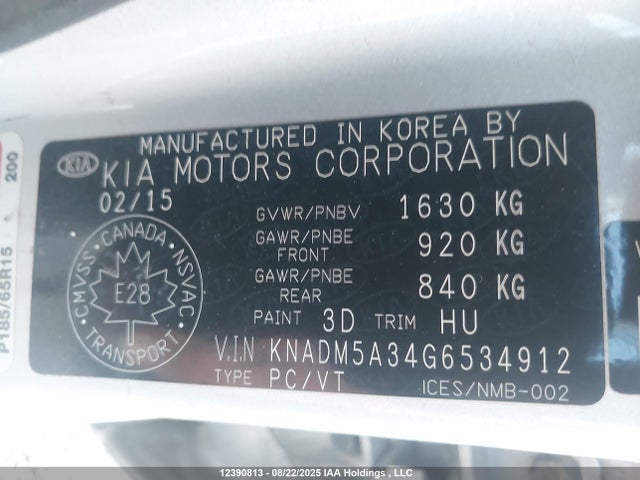 KNADM5A34G6534912 KIA gamma