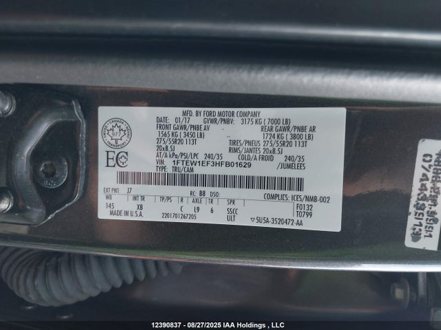Ford 5.0l-4v 2017 1FTEW1EF3HFB01629 Image 9