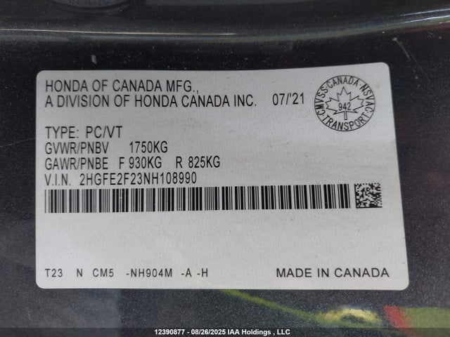 Honda k20c2 2022 2HGFE2F23NH108990 Image 9