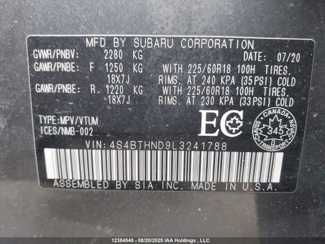 4S4BTHND9L3241788 Subaru u4