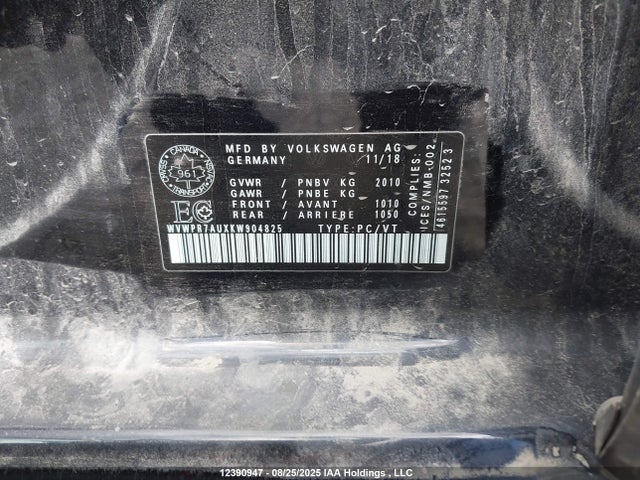 WVWPR7AUXKW904825 Volkswagen E-Golf