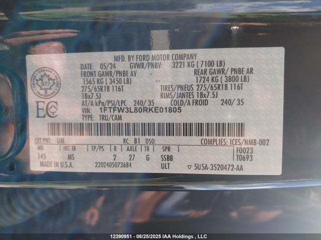 1FTFW3L80RKE01805 Ford gtdi