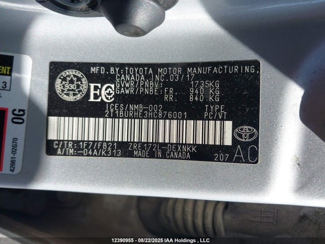 Toyota 2zr-fe 2017 2T1BURHE3HC876001 Image 18