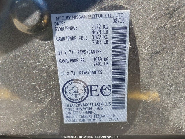 5N1AT2MV6GC910415 Nissan Rogue