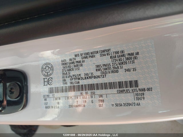 1FTFW3L8XRFB26727 Ford gtdi