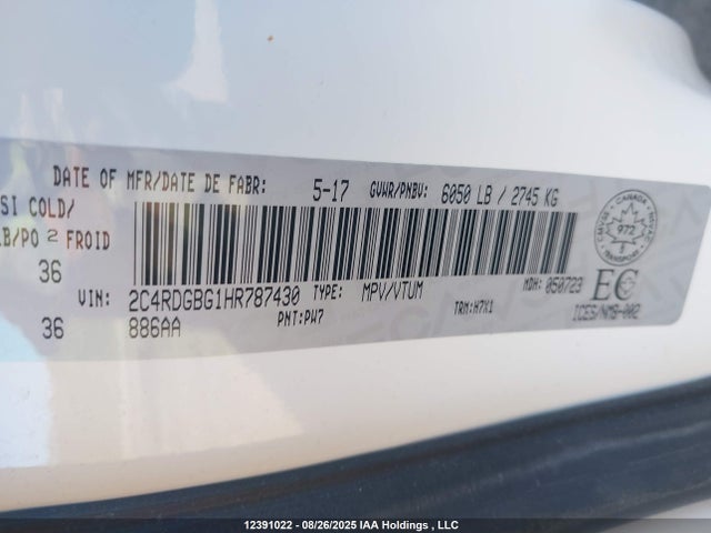 2C4RDGBG1HR787430 Dodge Grand Caravan