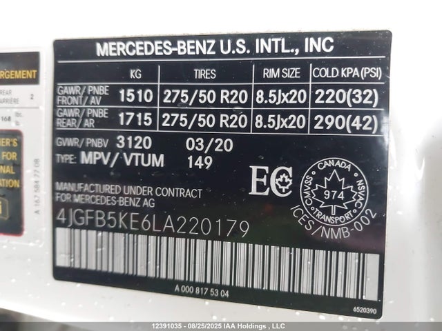 4JGFB5KE6LA220179 Mercedes-Benz m256