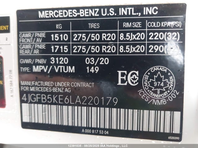 4JGFB5KE6LA220179 Mercedes-Benz m256